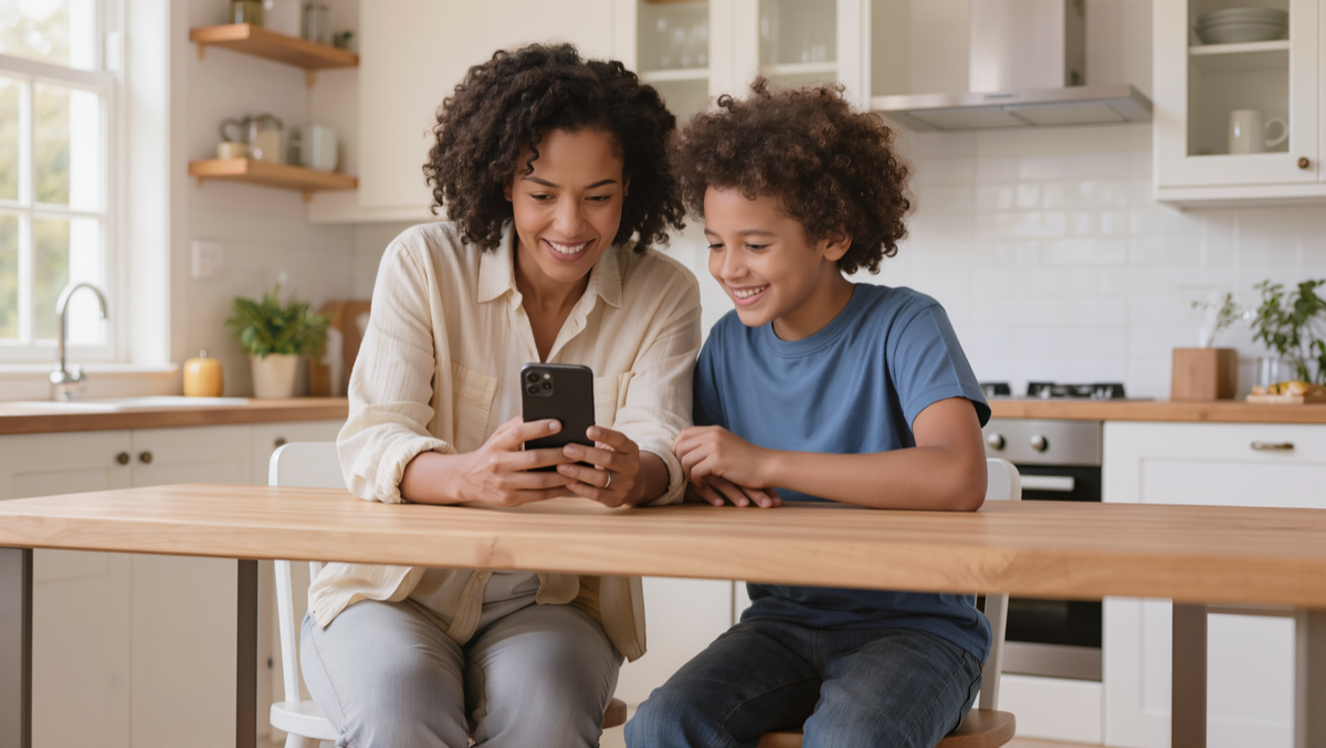 Un parent et son adolescent reprennent le dialogue autour du téléphone